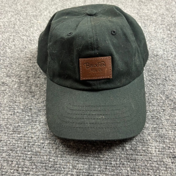 BRIXTON black w/Brown leather patch adjustable baseball cap hat One size - Picture 1 of 7